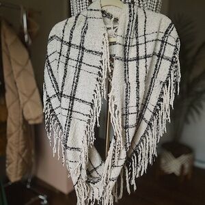 Long Plaid Fringe chunky scarf